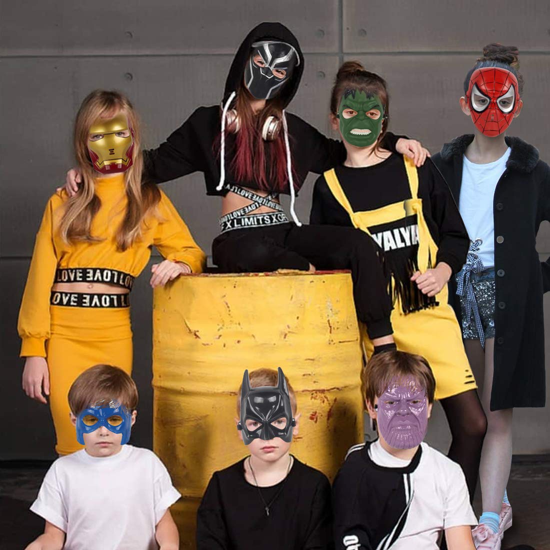 Avazera four piece superhero mask set for group costume fun
