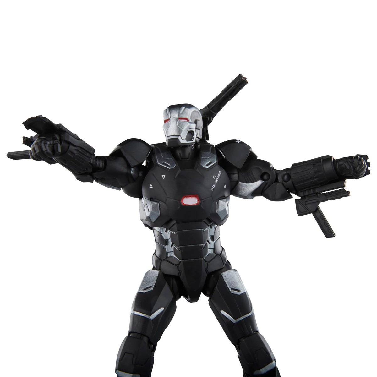 Captain America Civil War armor close-up emphasizes star emblem and scale.