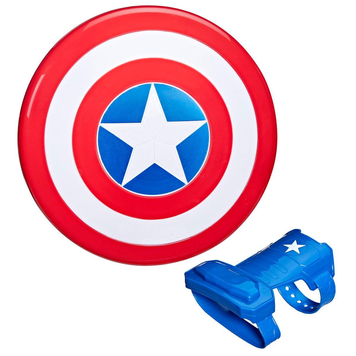 Avengers Captain America shield and gauntlet set for imaginative hero play.