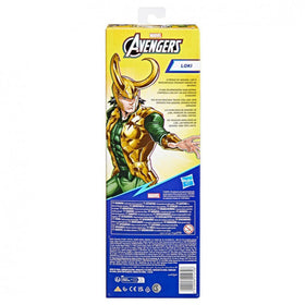 Avengers Loki figure on shelf, dynamic pose for authentic Marvel display.