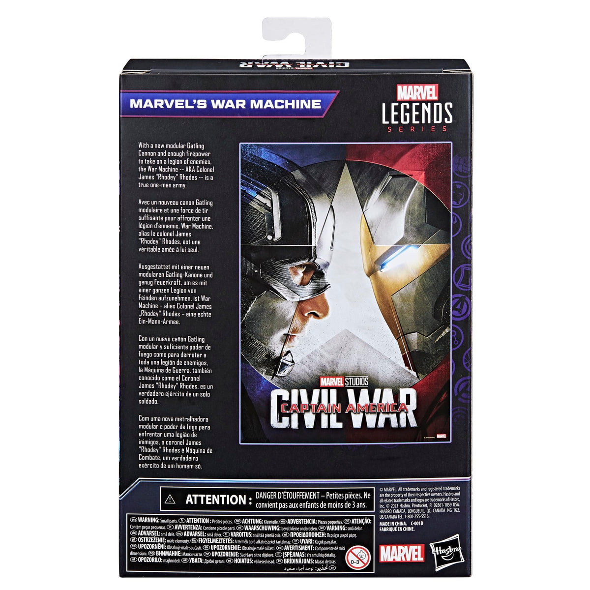 Marvel Legends display-ready collection featuring War Machine and Captain America.