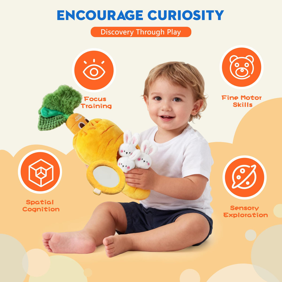 AVENLAND Carrot House Bunny Rattles show playful sounds for babies