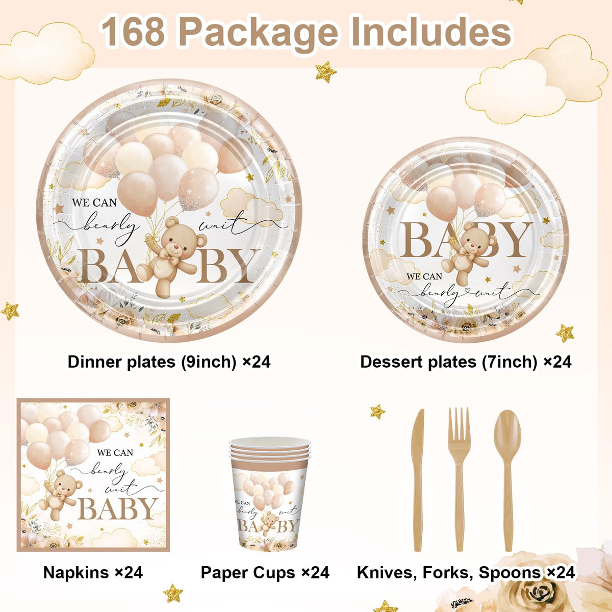Avezano bear-design dinner plates for sturdy serving of meals and desserts.
