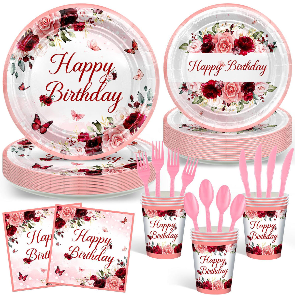 Avezano burgundy floral plates 9in are ideal for cake and salads.