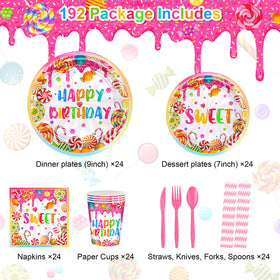 Avezano Candyland dessert plates seven-inch close-up with vibrant print