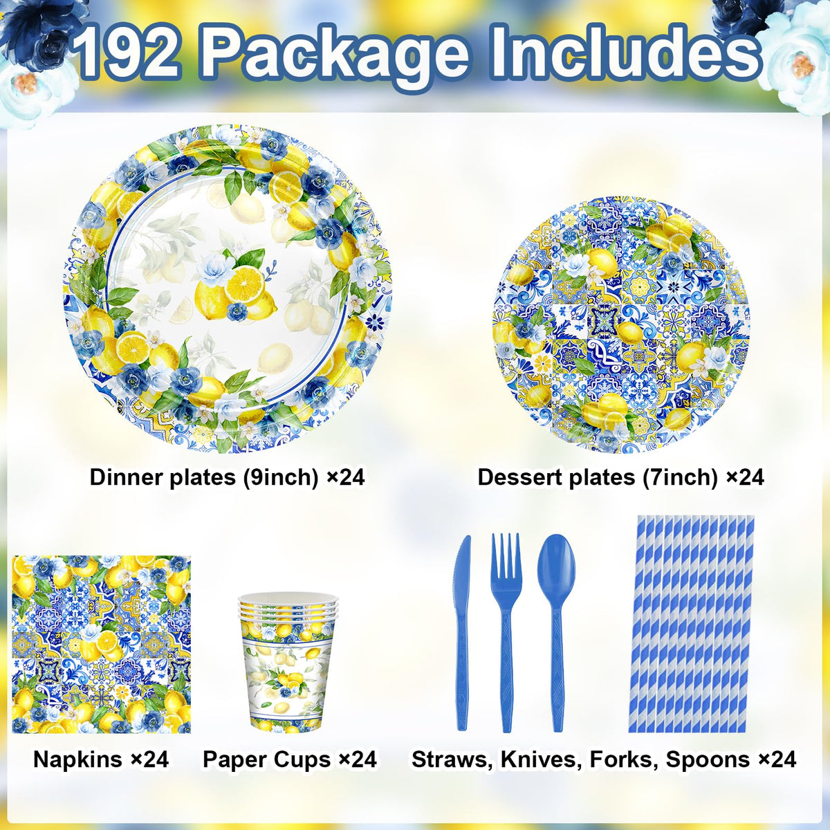 Avezano Capri lemon dessert plates 7-inch for treats at celebrations