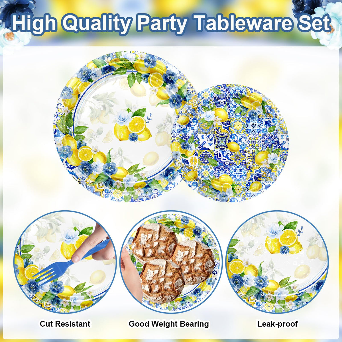 Avezano Capri lemon napkins 6.5-inch for easy cleanup at parties