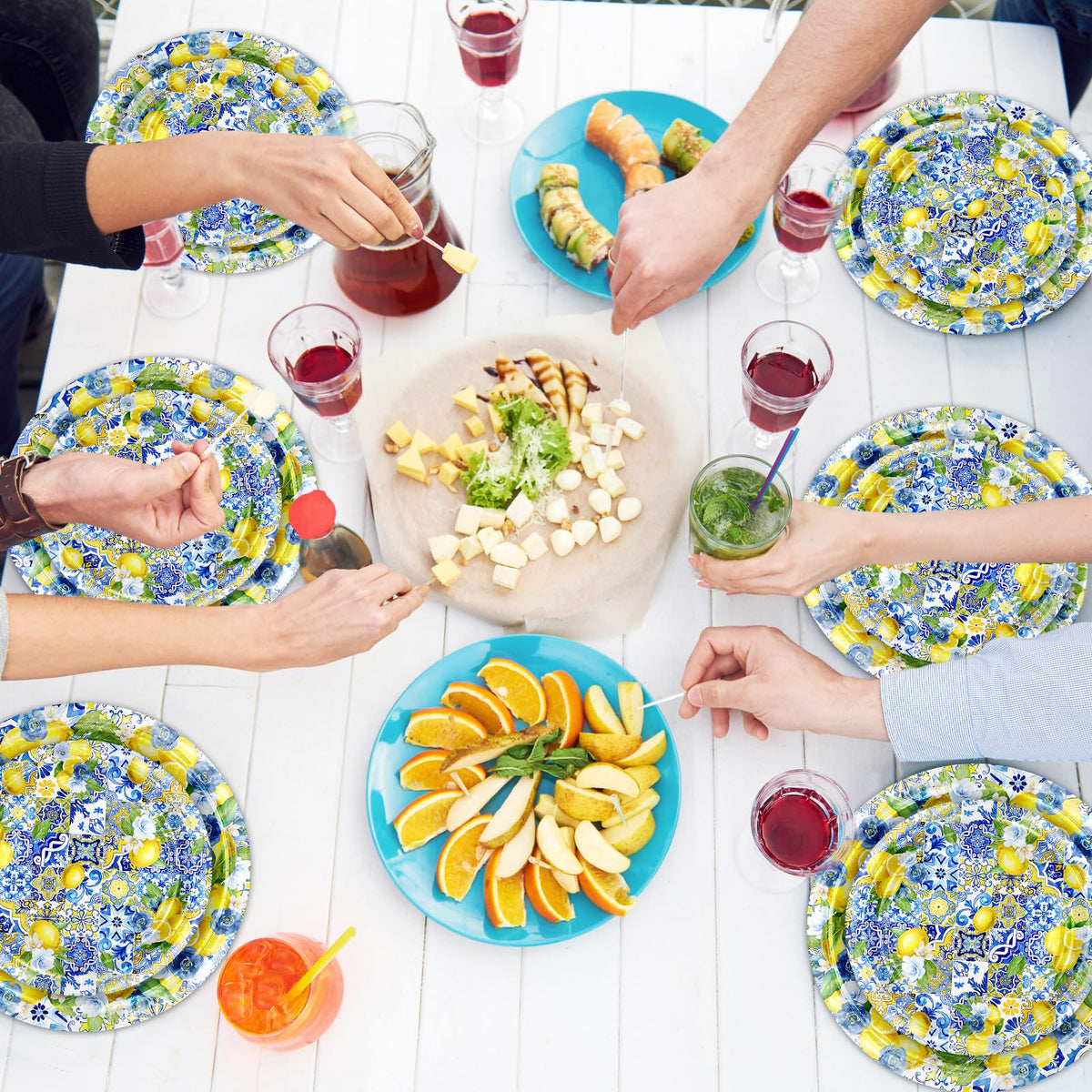 Avezano Capri lemon party setup banner to complement decor
