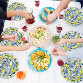 Avezano Capri lemon party setup banner to complement decor