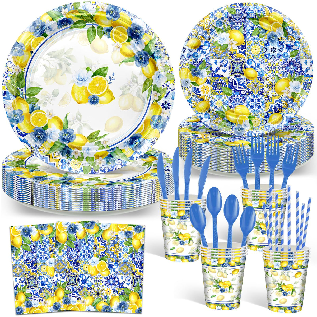 Avezano Capri lemon 9-inch plates for bridal shower serving and decor