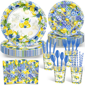 Avezano Capri lemon 9-inch plates for bridal shower serving and decor