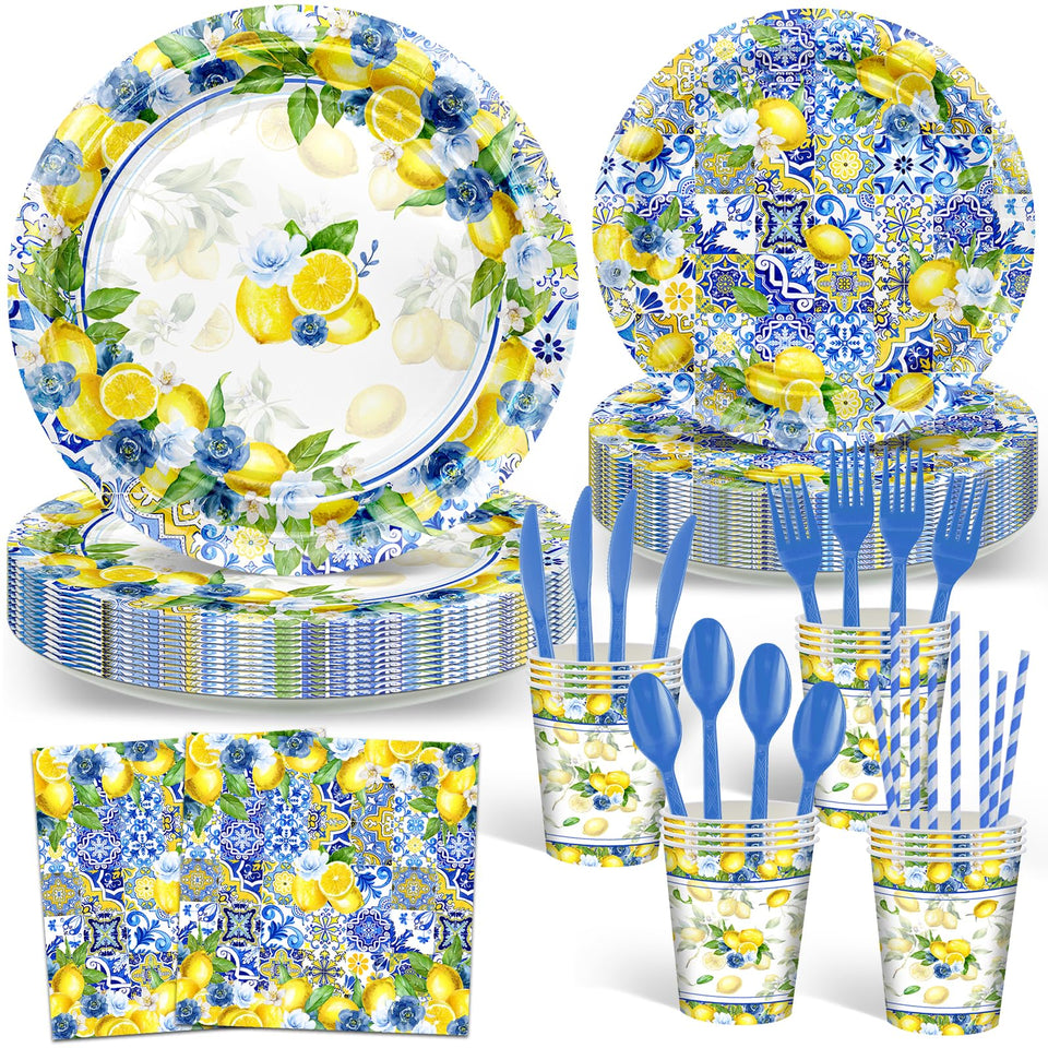 Avezano Capri lemon 9-inch plates for bridal shower serving and decor