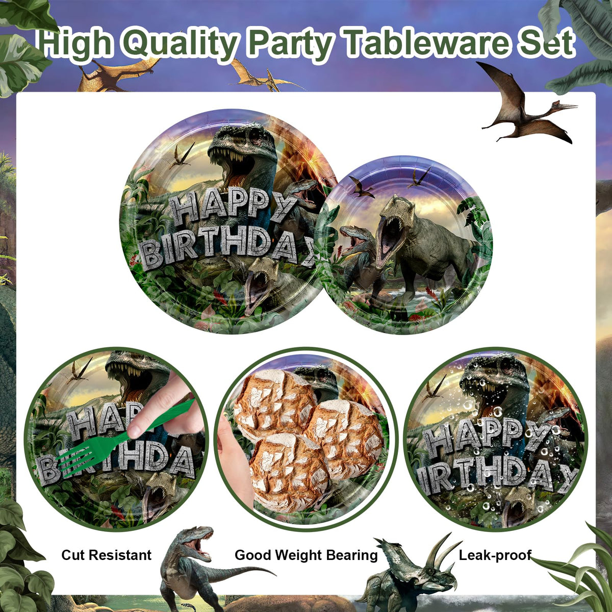 Avezano dinosaur napkins 6.5-inch – absorbent, perfect for messy snacks.