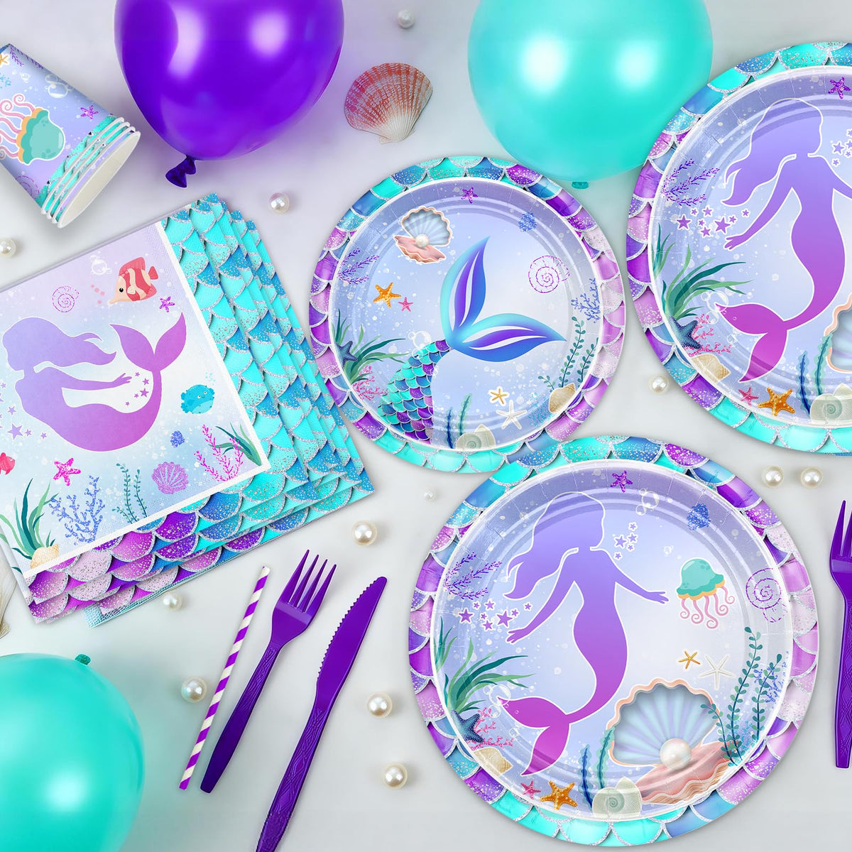 Avezano Mermaid cups 9oz sturdy for drinks and spills.