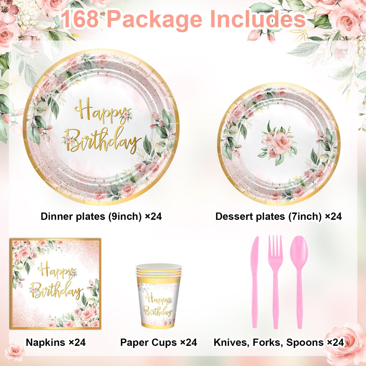 Avezano rose gold floral plates 9-inch ideal for serving meals.
