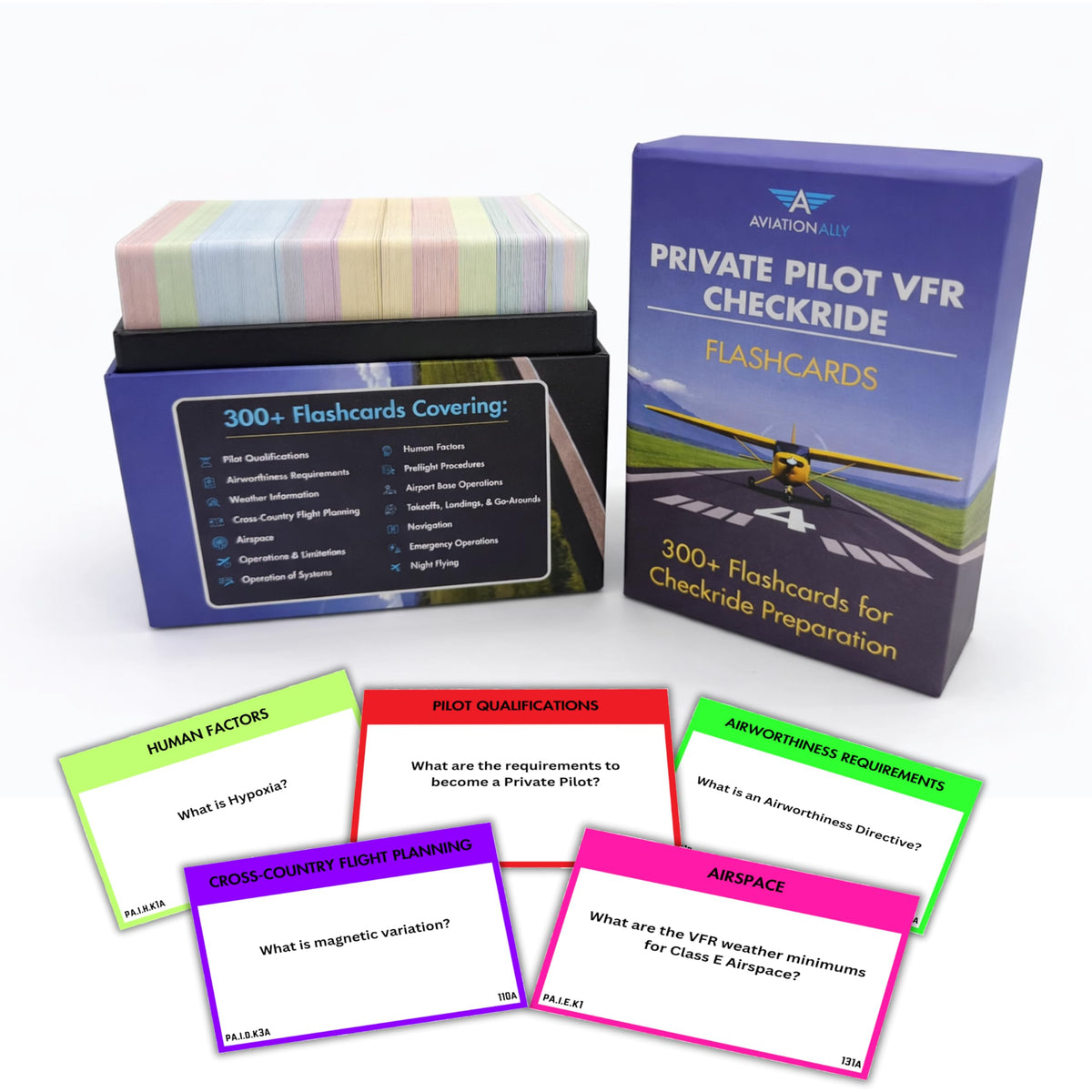 Aviation Ally VFR flashcards color-coded ACS sections for targeted review
