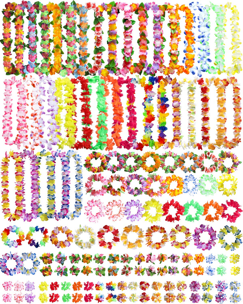 Aviski Hawaiian leis necklaces in bright colors for tropical party styling