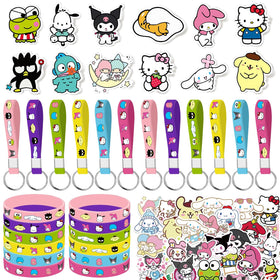 AVONO Kitty Birthday Gifts Set table display with 86 pieces for a kawaii party