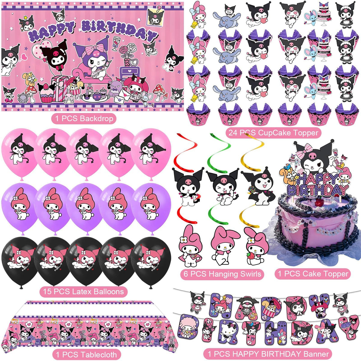 AVONO Kuromi backdrop creates a photo-worthy party stage