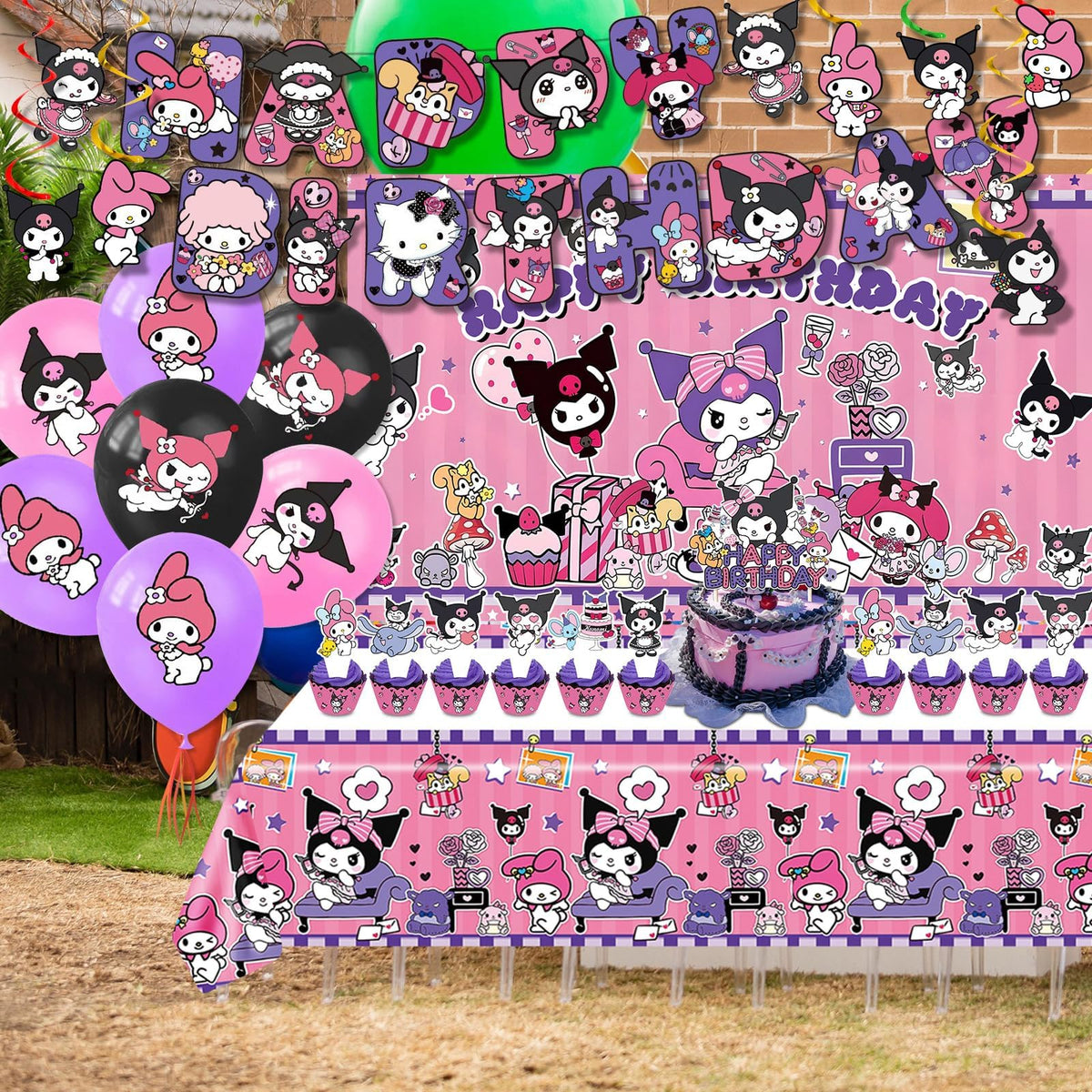 AVONO Kuromi balloons in vibrant colors enhance celebration ambiance