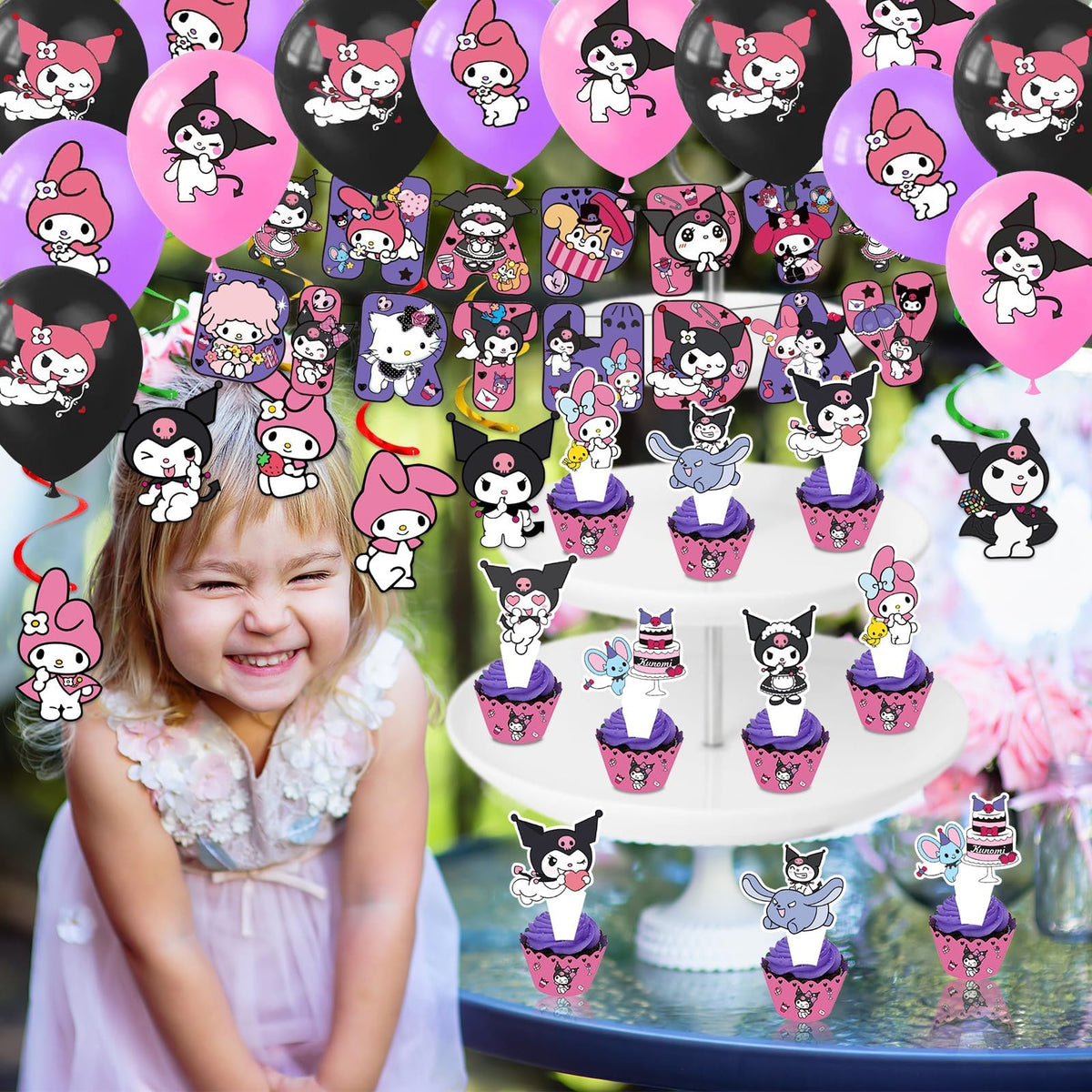 AVONO Kuromi cake topper highlights cupcakes with playful flair