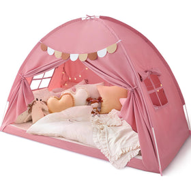 Avrsol Bed Tent Twin on a twin bed creating a cozy private space for kids