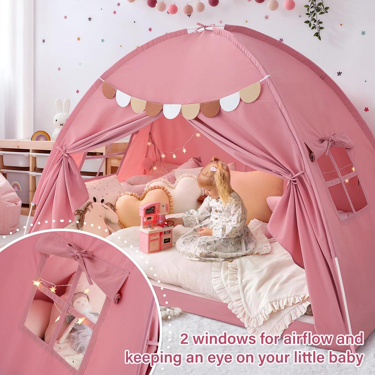 Avrsol Twin Bed Tent window design enabling breathable light control