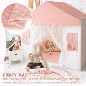 Avrsol indoor/outdoor play tent pink showing active interaction and play.