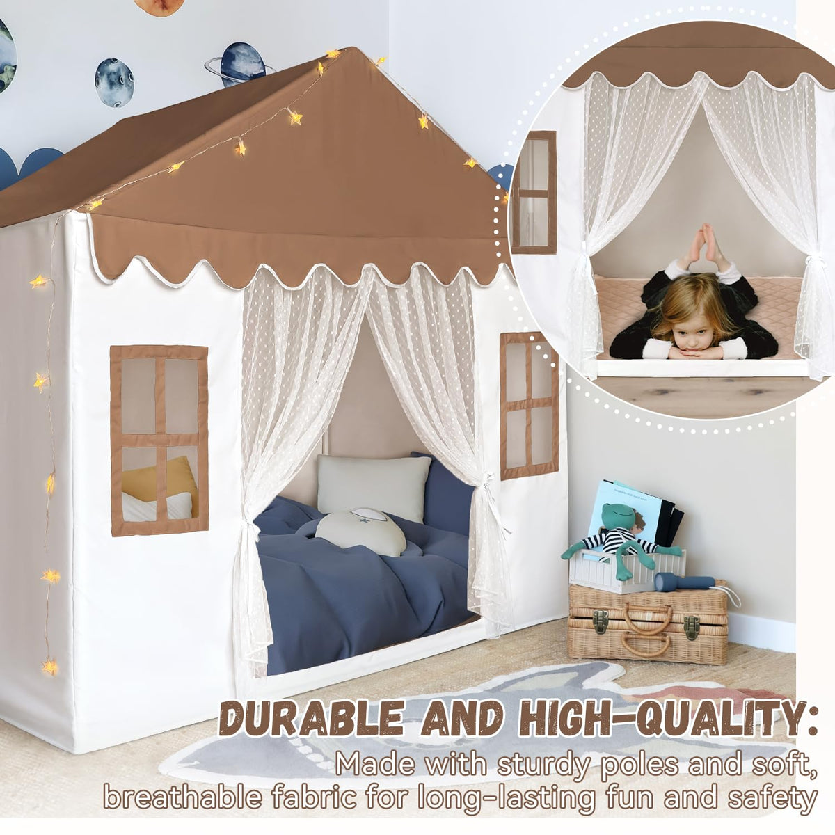 Avrsol kids tent indoor-outdoor brown, versatile for room or yard.