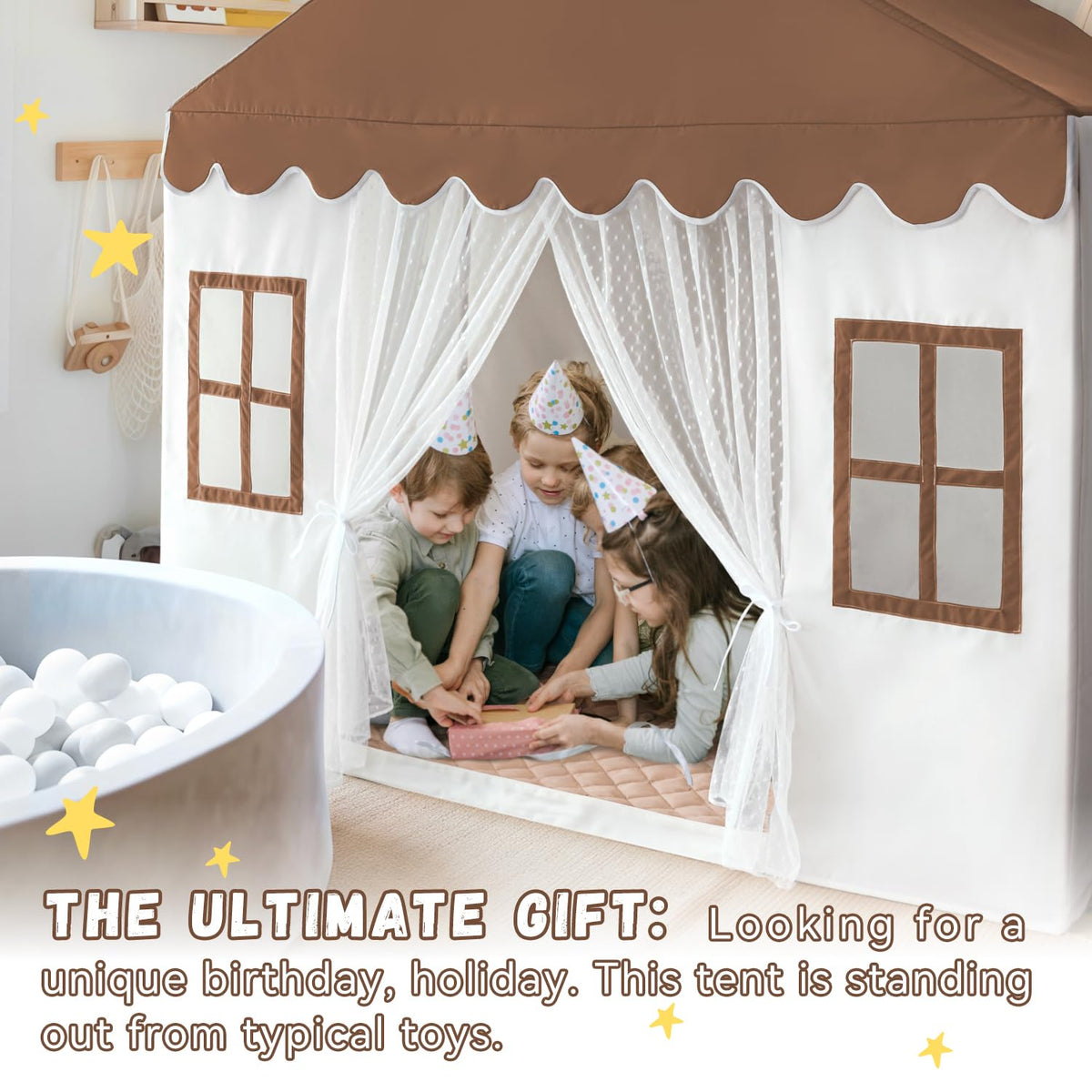 Avrsol play tent easy-setup brown, quick assembly for busy families.