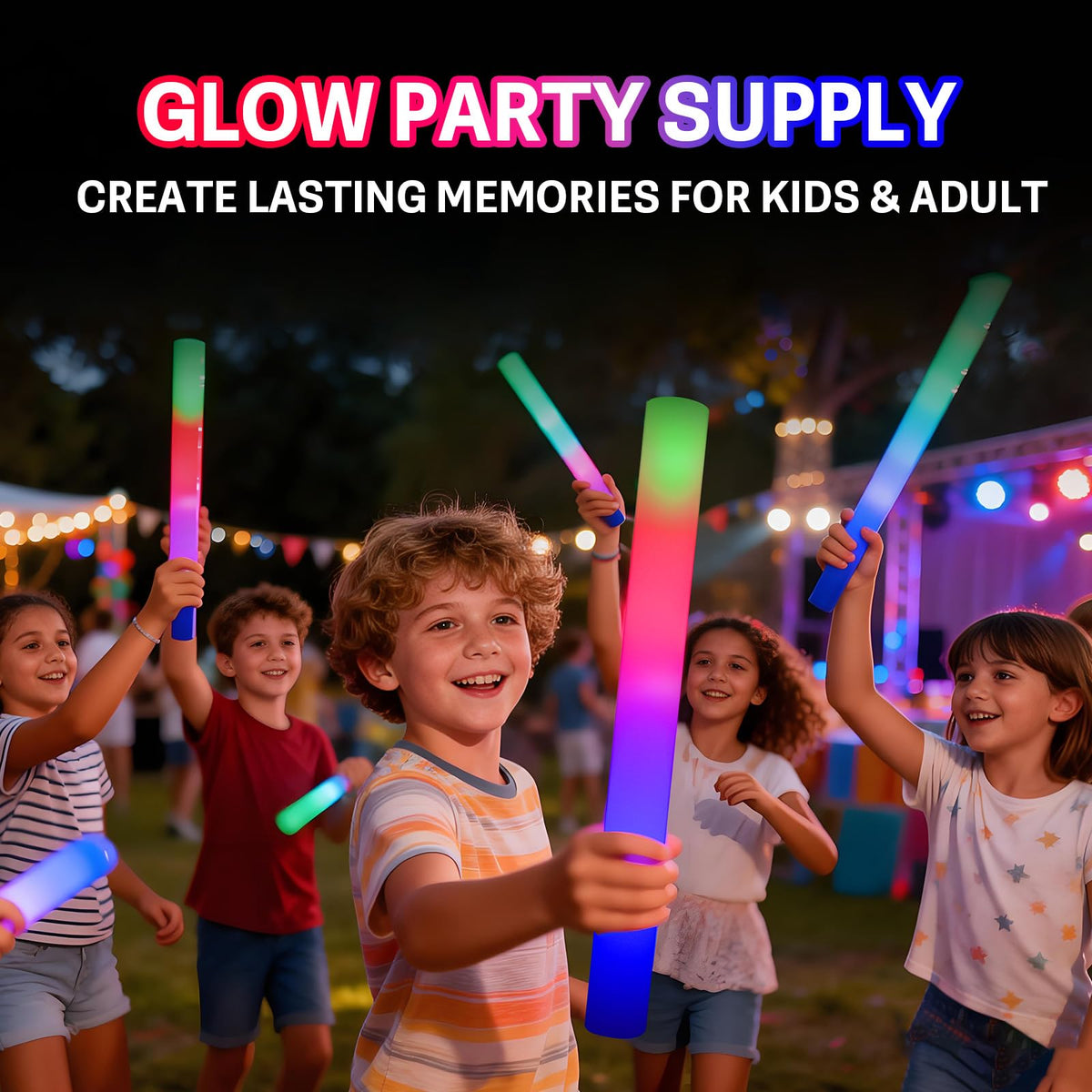 avtctek foam glow stick multi-color cycle creates vibrant ambient lighting for events.