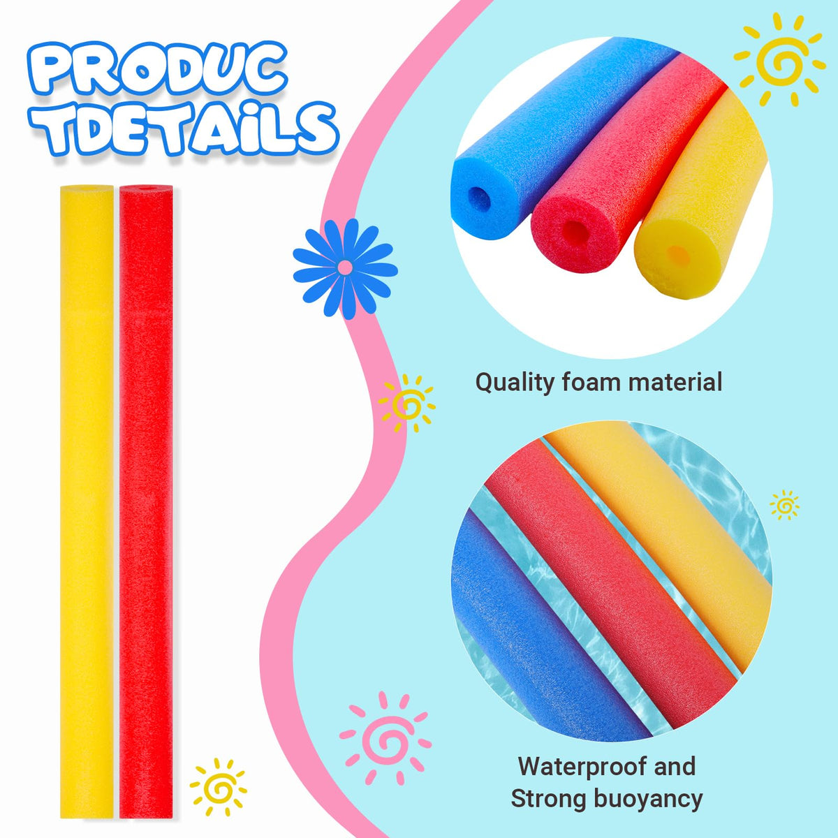 AVVKED pool noodles lightweight and durable for easy transport to parties and trips.
