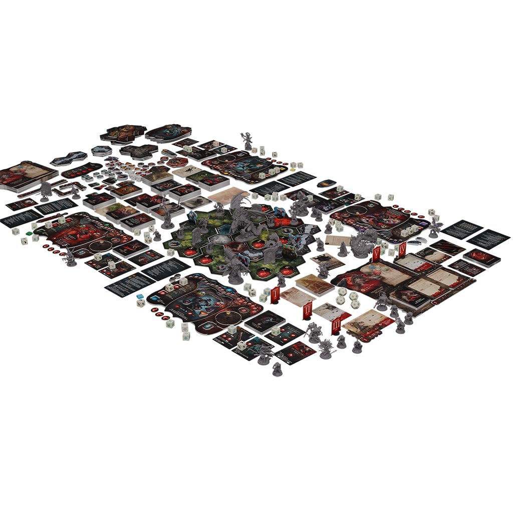 Awaken Realms Grimcoven gameplay grid image illustrates tactical dice allocation for players.