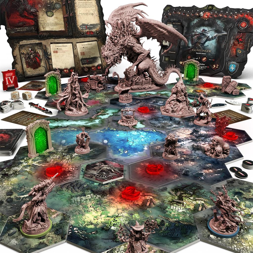 Awaken Realms Grimcoven miniatures diorama shows detailed sculpts for tabletop painting references.