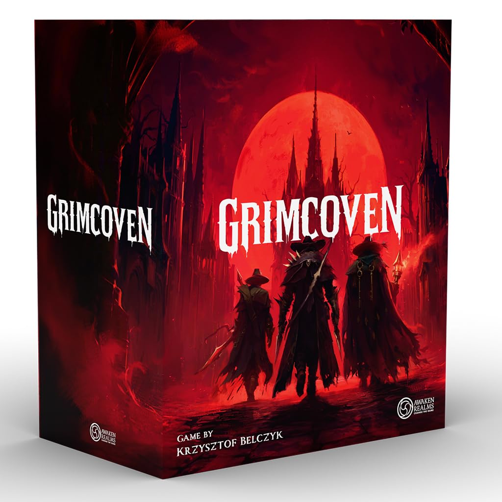 Awaken Realms Grimcoven small box cover art highlighting dark Victorian mood for setup inspiration.