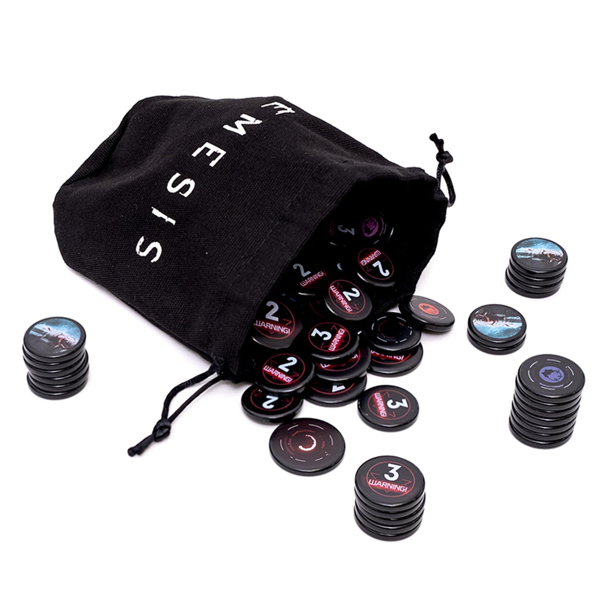 Awaken Realms Nemesis acrylic token storage bag keeps components organized