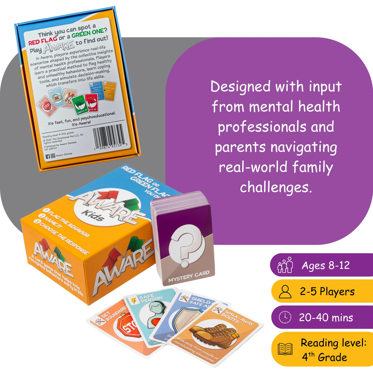 AWARE Kids Card Game green flag wheel helps identify healthy behaviors.