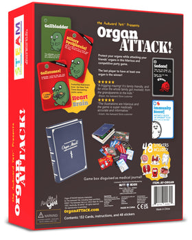 The Awkward Yeti Organ Attack cards in hand show quick, playful rounds.