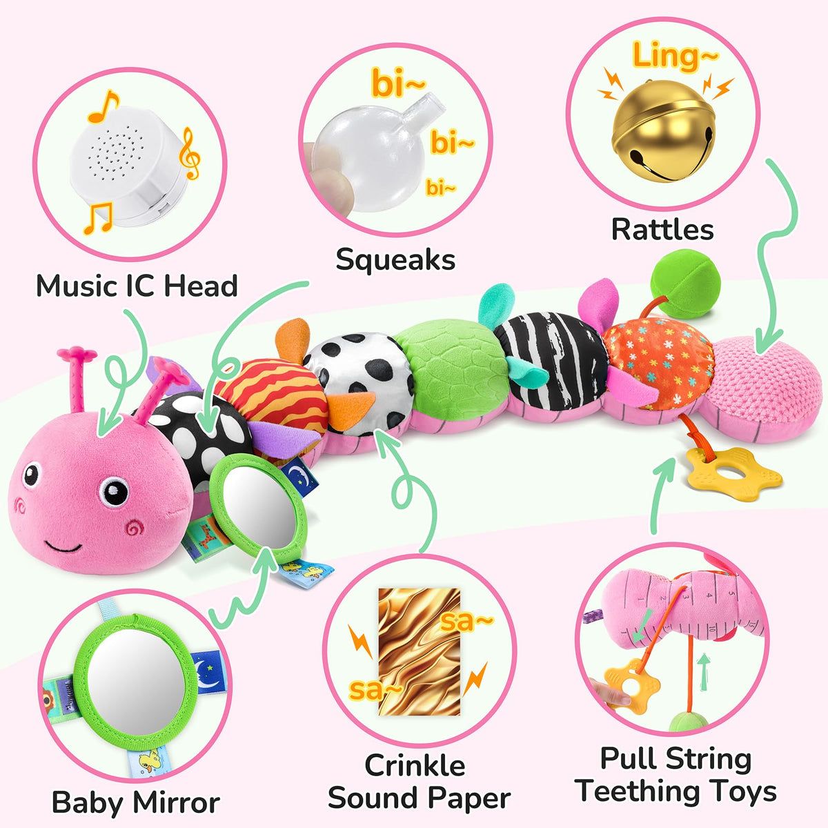 AWOTOY Caterpillar crinkle textures providing tactile stimulation