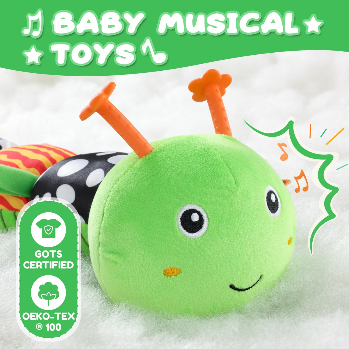 AWOTOY caterpillar crinkle wings stimulate tactile play and fine motor skills