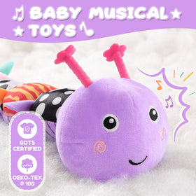 AWOTOY caterpillar with mirror and textures to promote exploration during tummy time