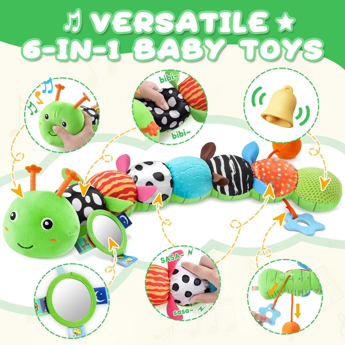 AWOTOY caterpillar mirror aids self-discovery during tummy time