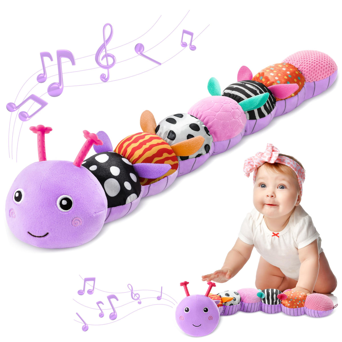 AWOTOY caterpillar head with built-in lullaby music for soothing babies