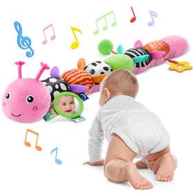 AWOTOY Caterpillar head close-up showing the music button for soothing play