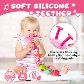 AWOTOY Caterpillar pink crinkle—crinkle sounds support auditory development