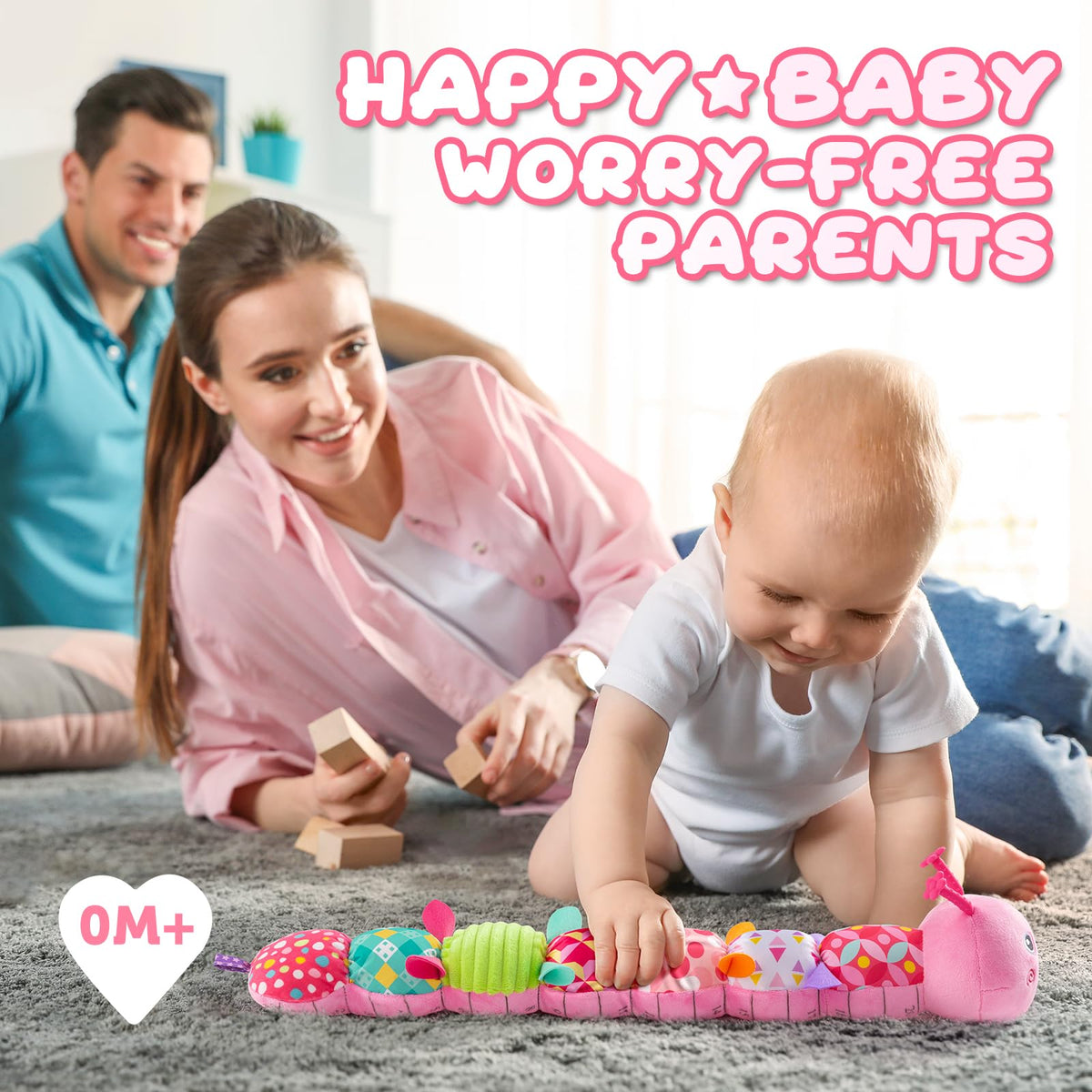 AWOTOY Caterpillar pink hanging loop—easy to attach for travel-friendly play