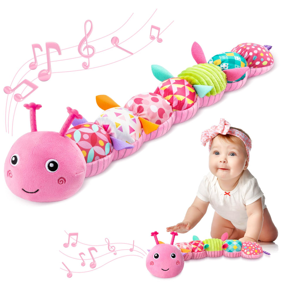 AWOTOY Caterpillar pink head—stimulates visual tracking and cozy daytime play