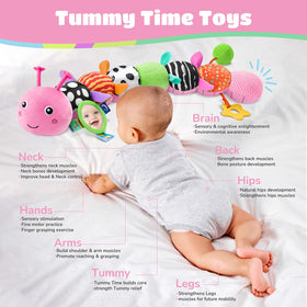 AWOTOY Caterpillar teething toy with soft fabric for safe chewing