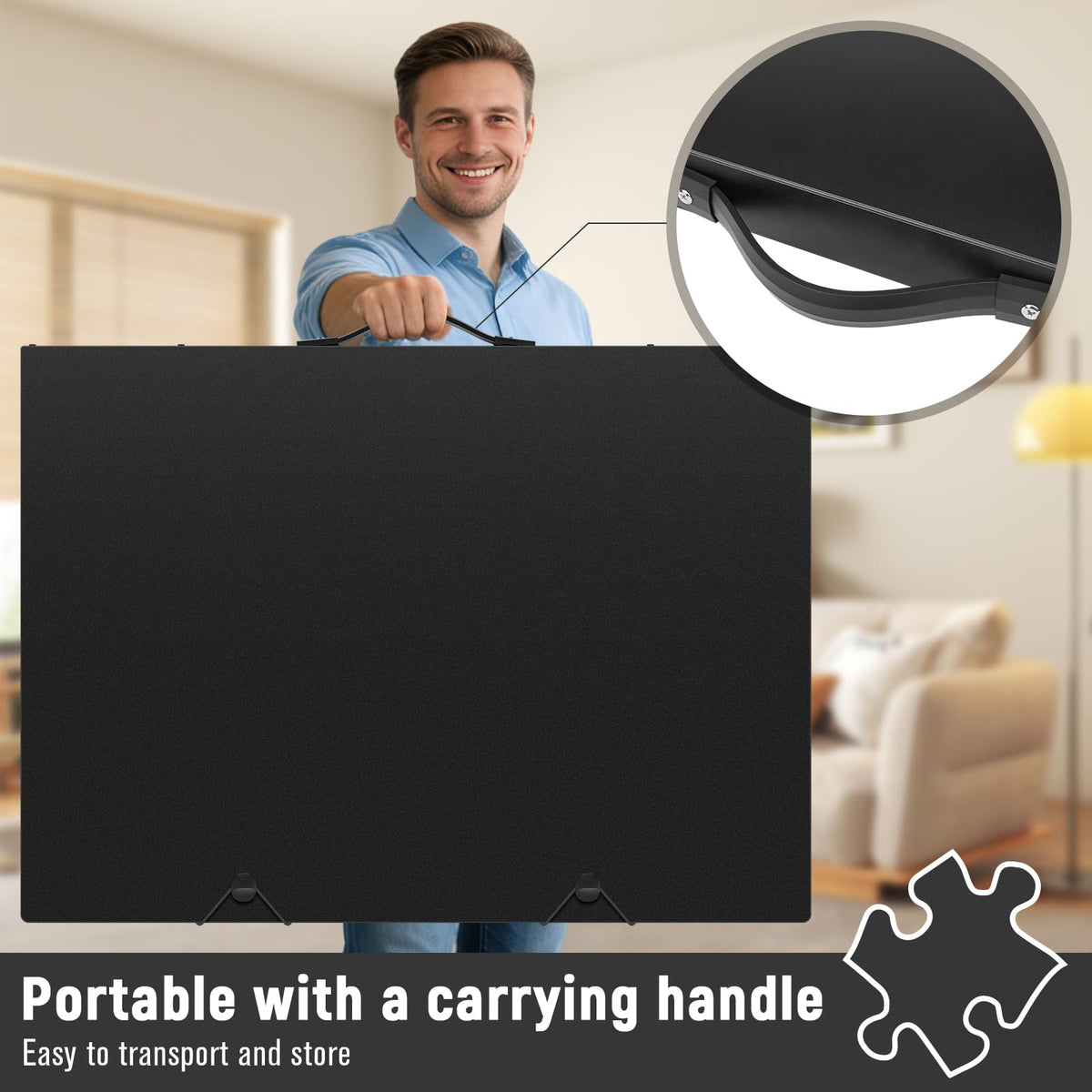 AWSL folder supports up to 110 lbs for carrying a full puzzle collection.