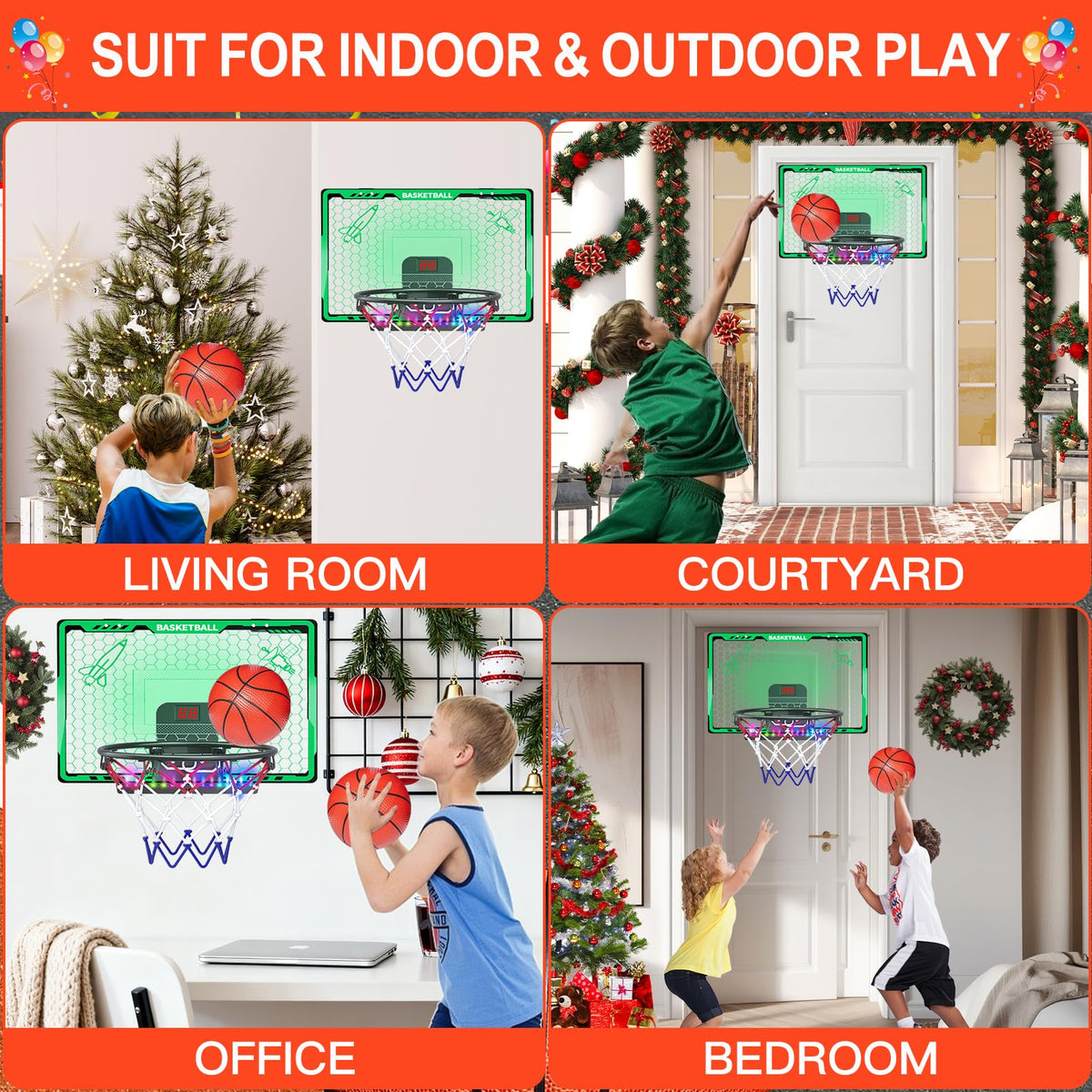 Awsoo door-mounted mini hoop enables quick setup over a door for family fun